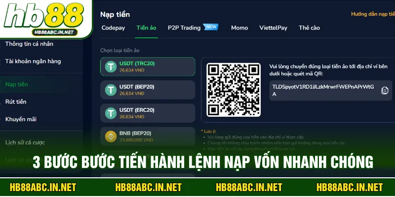 3 bước bước tiến hành lệnh nạp vốn nhanh chóng