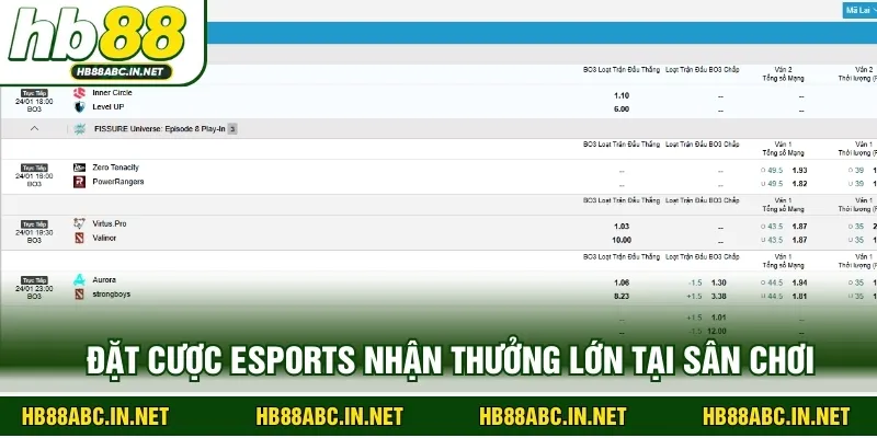 Đặt cược esports nhận thưởng lớn tại sân chơi