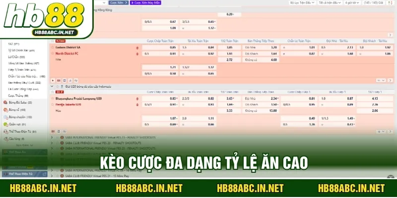 Kèo cược đa dạng tỷ lệ ăn cao